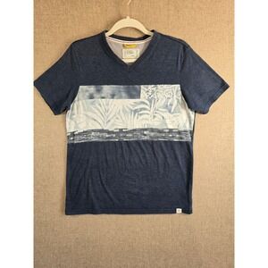 Free Planet Mens Navy Blue Tropical Palm V-Neck T-Shirt Small FT9Y95NA